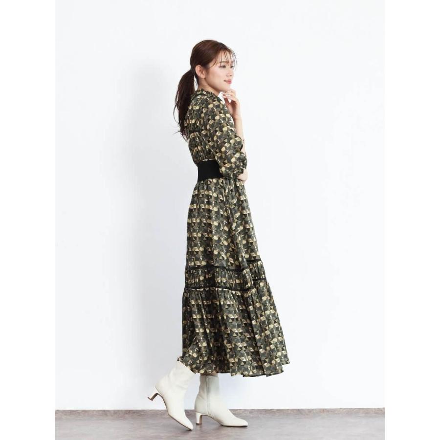 FENNEL ロングフレアワンピース FENNEL（フェンネル） レトロパターンロングスリーブフレアワンピース