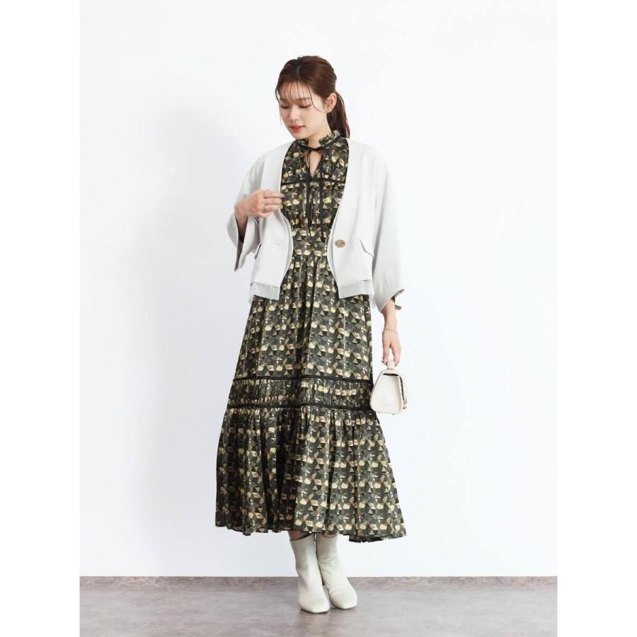 FENNEL レトロパターンロングスリーブフレアワンピース FENNEL（フェンネル） レトロパターンロングスリーブフレアワンピース