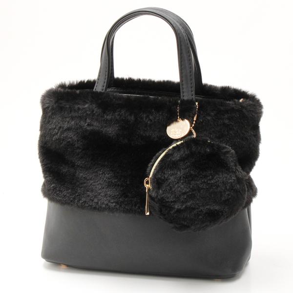 ケスクルデザイン ポーチ付き フェイクファーハンドバッグ : マルイ