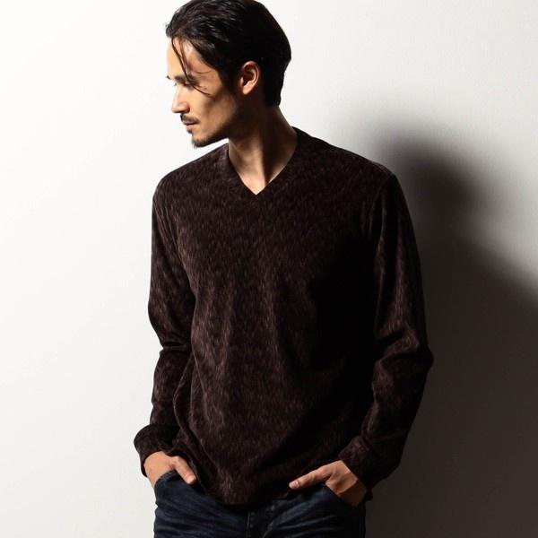 ニコルクラブフォーメン（NICOLE CLUB FOR MEN）/【RIELABO】カットコーデュロイ Ｖネックプルオーバー NICOLE CLUB FOR MEN（ニコルクラブフォーメン） 【RIELABO】カット