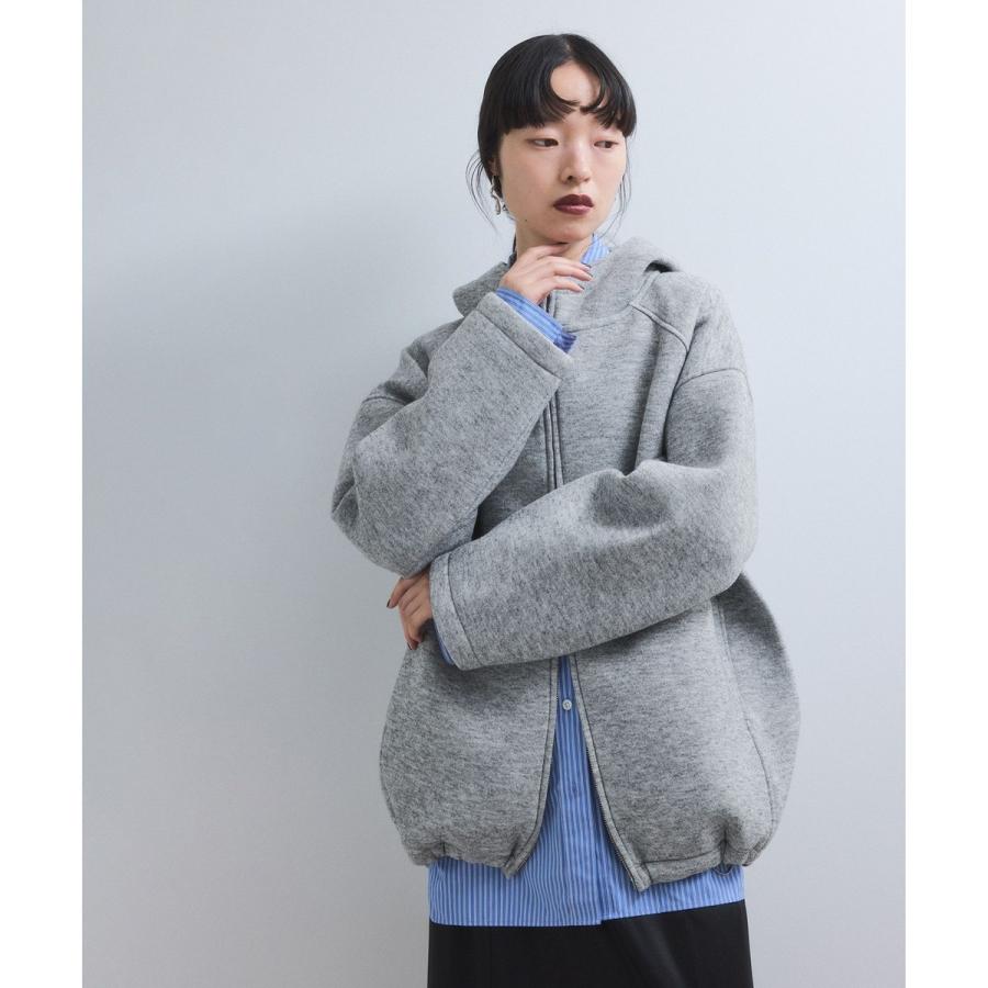 極美品 アダムエロペ フーディーブルゾン ダンボール素材 ゆったり ストレッチ ADAM ET ROPE'（アダムエロペ） 【WEB限定】メランジボンディング