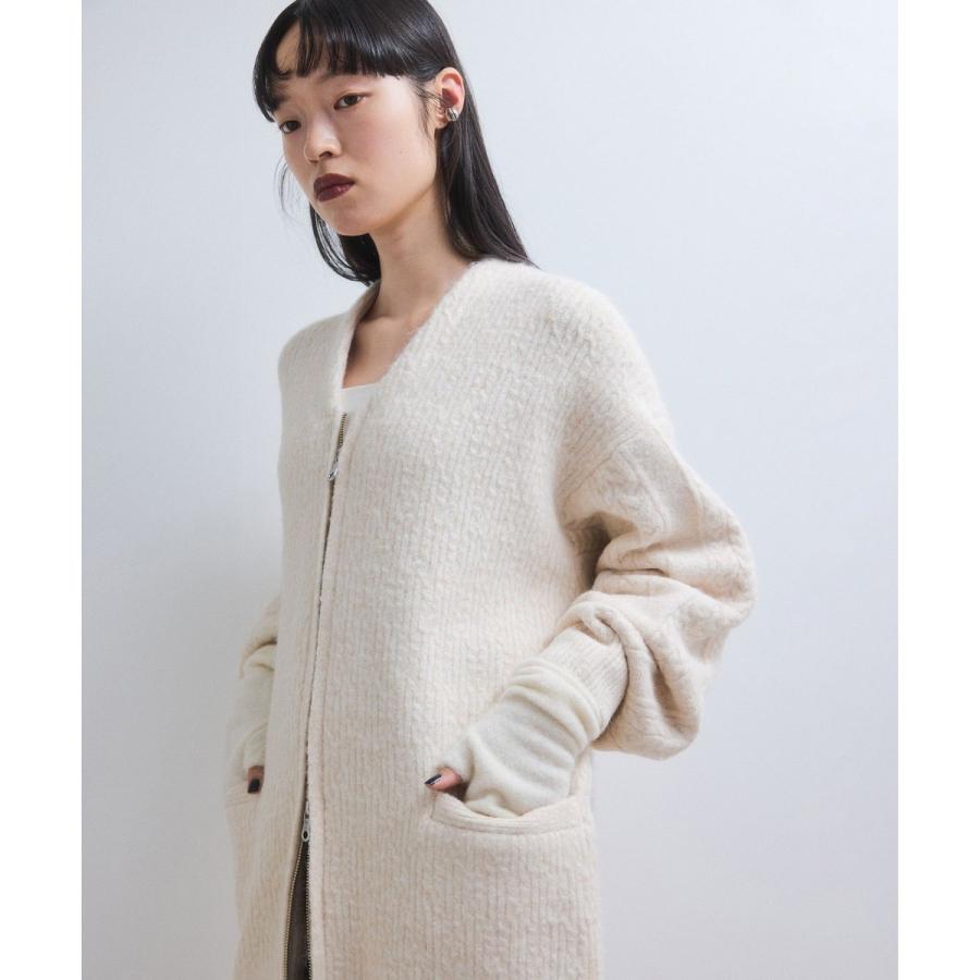 【レッド系（61）】【WEB限定】ミックスパターンジップミドルカーディガン アダム エ ロペ ADAM ET ROPE' 【WEB限定】ミックスパターンジップ