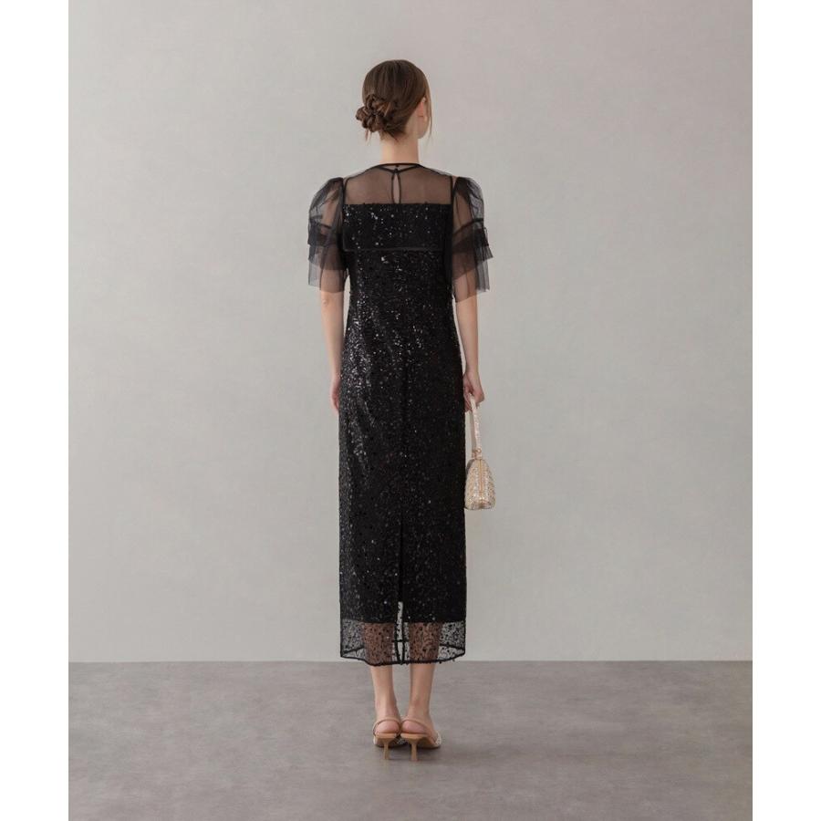 スパンコールパールミックスボレロIラインワンピースドレス : マルイ