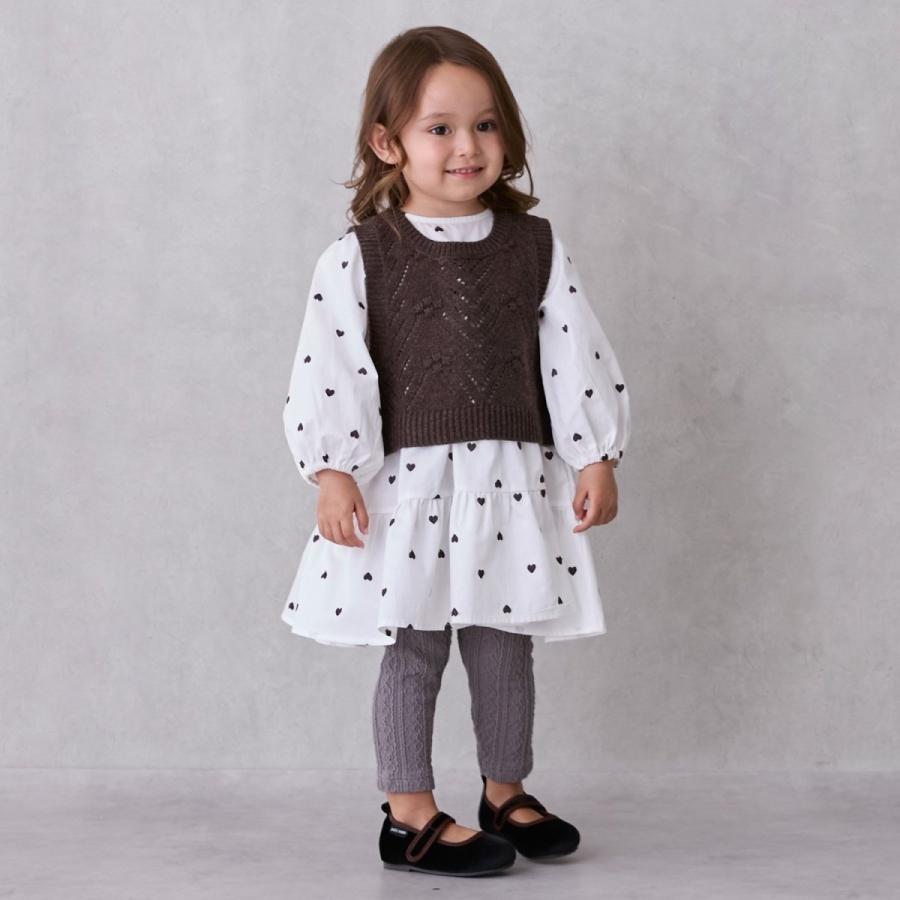 petit main 【リンク】ベストつきティアードワンピース(キッズ