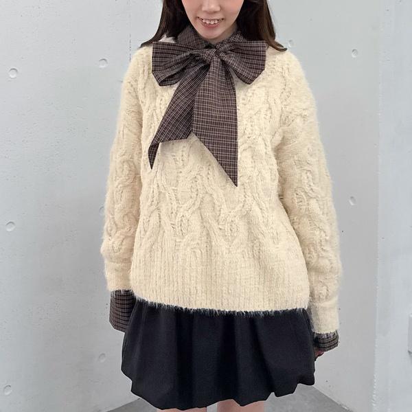 archives（アルシーヴ） フェザーモールケーブルニットプルオーバー