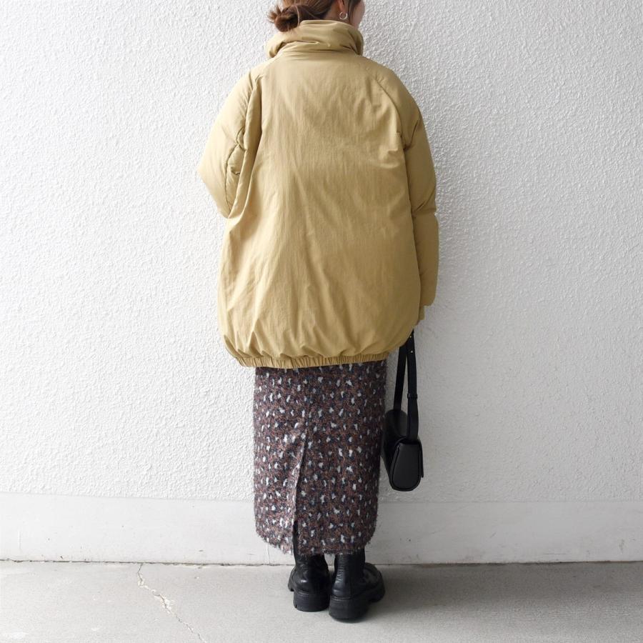 SHIPS any any: ナイロン スタンドカラー ダウン コクーン コート