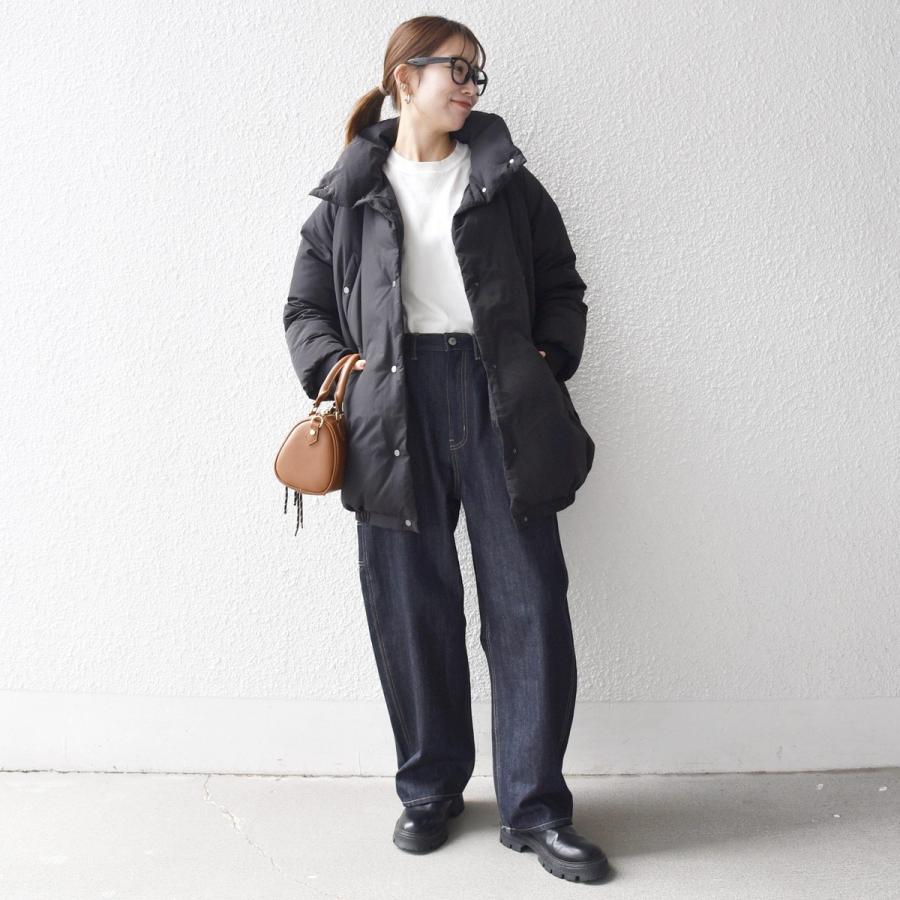 SHIPS any any: ナイロン スタンドカラー ダウン コクーン コート