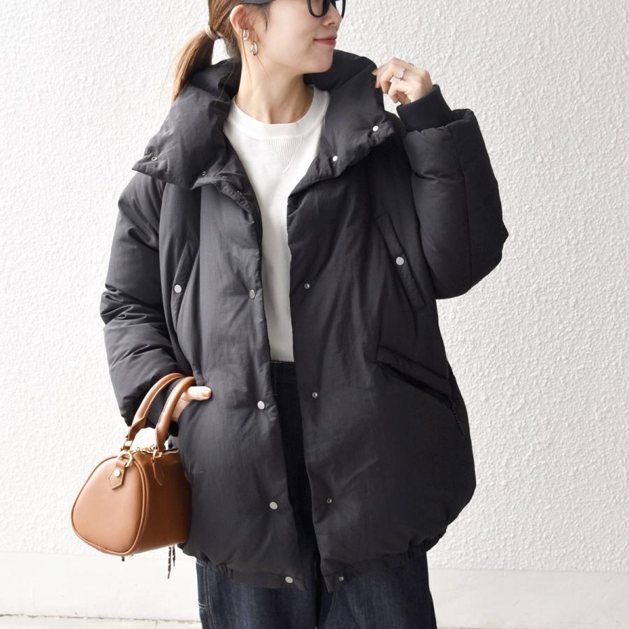 SHIPS any any: ナイロン スタンドカラー ダウン コクーン コート