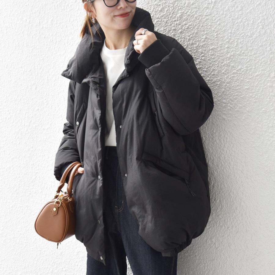 SHIPS any any: ナイロン スタンドカラー ダウン コクーン コート