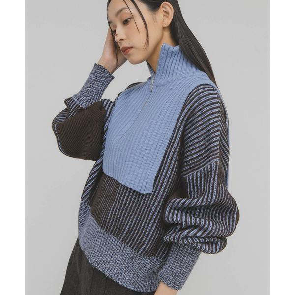 レイヤードハーフZIPニット KBF ケービーエフ トップス ニット ブラック KBF｜レイヤードハーフZIPニット | Rakuten Fashion(楽天ファッション
