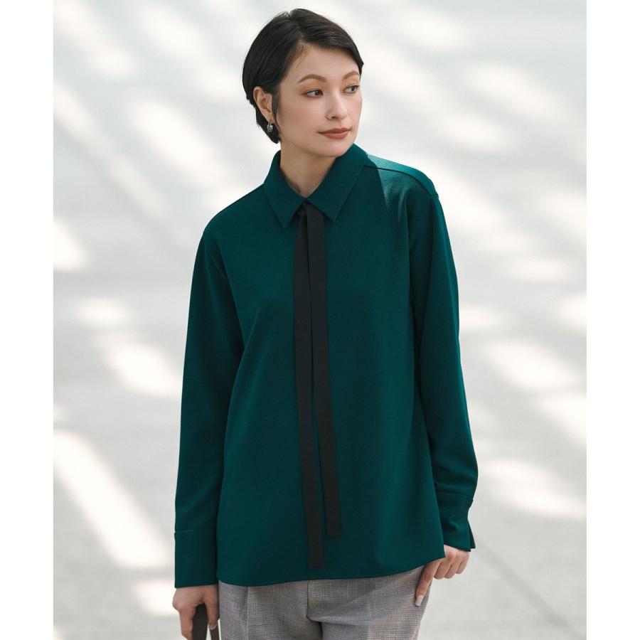 ICB マラボーテＷジョーゼット ボウタイ付きシャツカラートップス ICB（アイシービー） 【WEB限定カラーあり】マラボーテWジョーゼット
