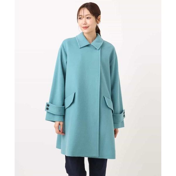 トレンド/2way衿】SUPER100'sウール スタンドカラーミドルコート