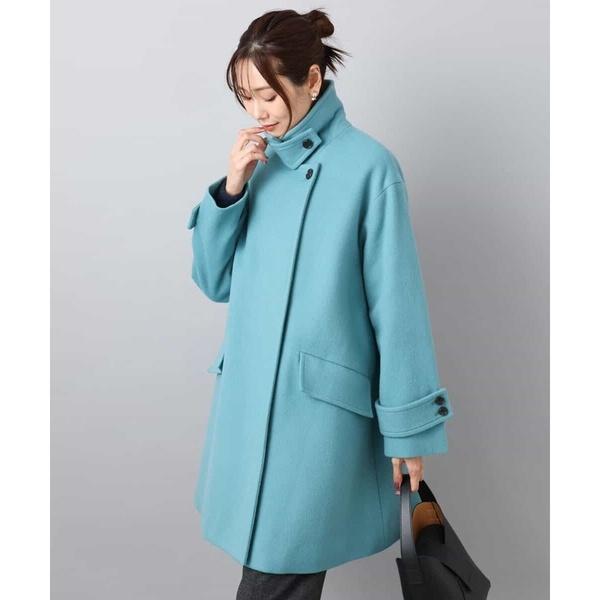 トレンド/2way衿】SUPER100'sウール スタンドカラーミドルコート
