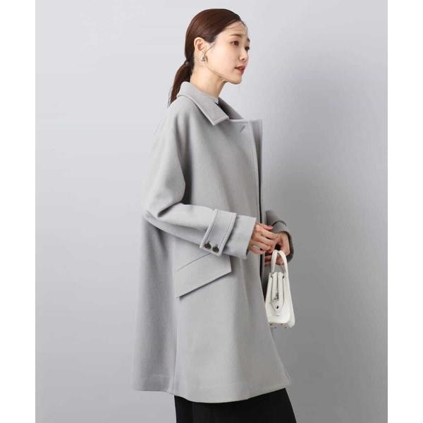 トレンド/2way衿】SUPER100'sウール スタンドカラーミドルコート