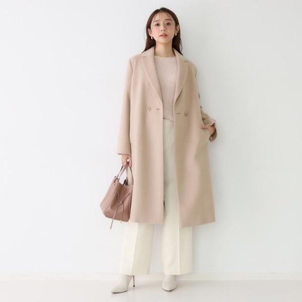 【美品】クードシャンス ビッグカラー ベルテッド コート 上品 オフィス COUP DE CHANCE（クードシャンス） 【日本製】チェスター風コート