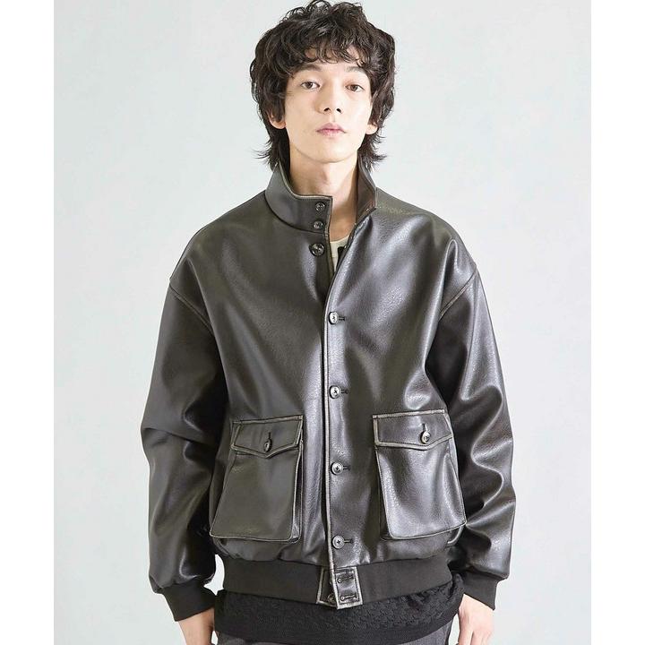 ユニオンステーション（UNION STATION）/ビーガンレザースタンドブルゾン UNION STATION（ユニオンステーション） ビーガンレザースタンド