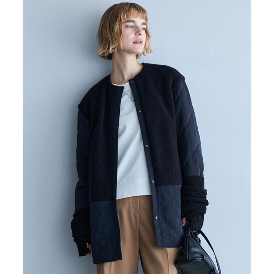 【リバーシブル着用可能】 リバーシブルキルト ミドル丈コートの画像