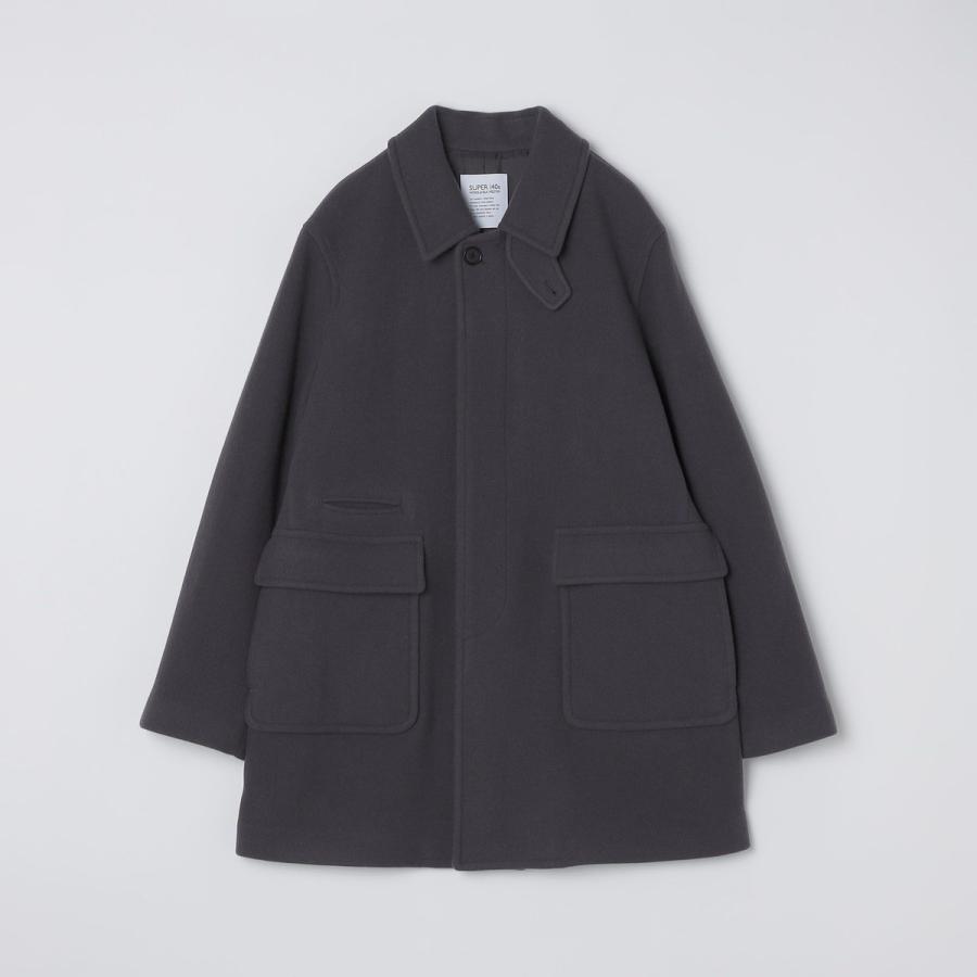 ★美品★SHIPS シップス★S140ウールハーフコート★Sサイズ★ネイビー★ SHIPS（シップス） SHIPS: S140 ウールシルク ステンカラー コート