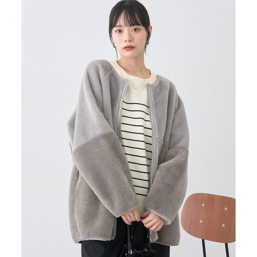 BALLSEY」 ノーカラーコート 36 ブルー レディース プレミアムウール
