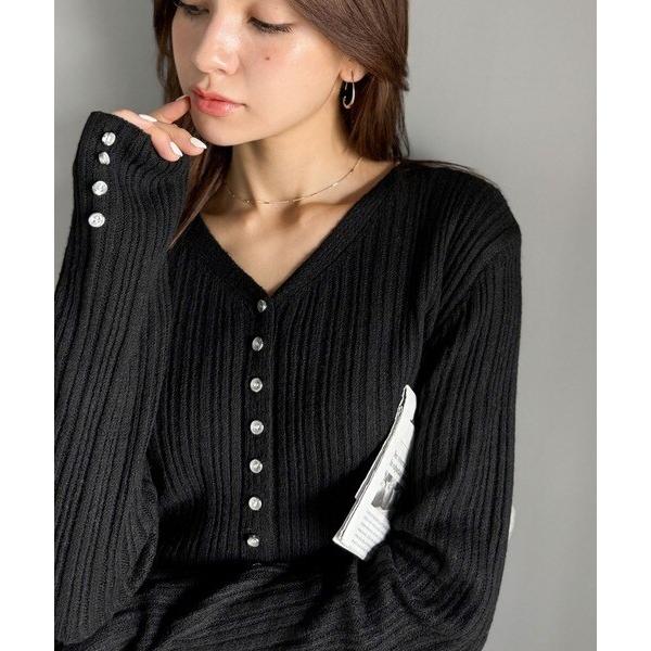 25AW CO/SILK リブカーディガン 25AW新作【mily bilet】春秋の大定番♪多ボタン使いランダムリブニット