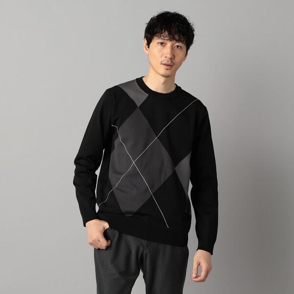 COMME CA MEN（コムサメン） アーガイル柄 クルーネックニット 