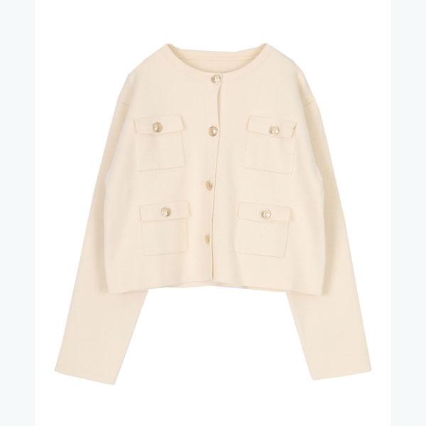 【星玲奈さん着用】ZARA／ ニットコートパッチポケット ur's（ユアーズ） 【星玲奈さんコラボアイテム】ゴールド釦ニット