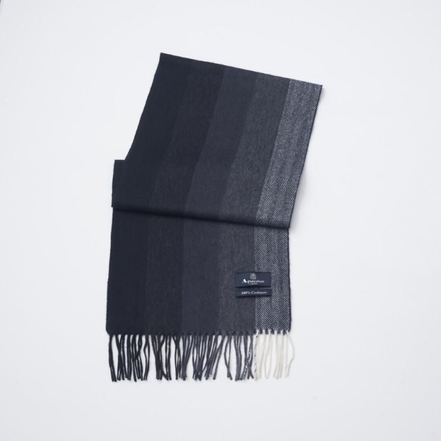 マフラー】アクアスキュータム｜カシミヤ ブロックストライプ