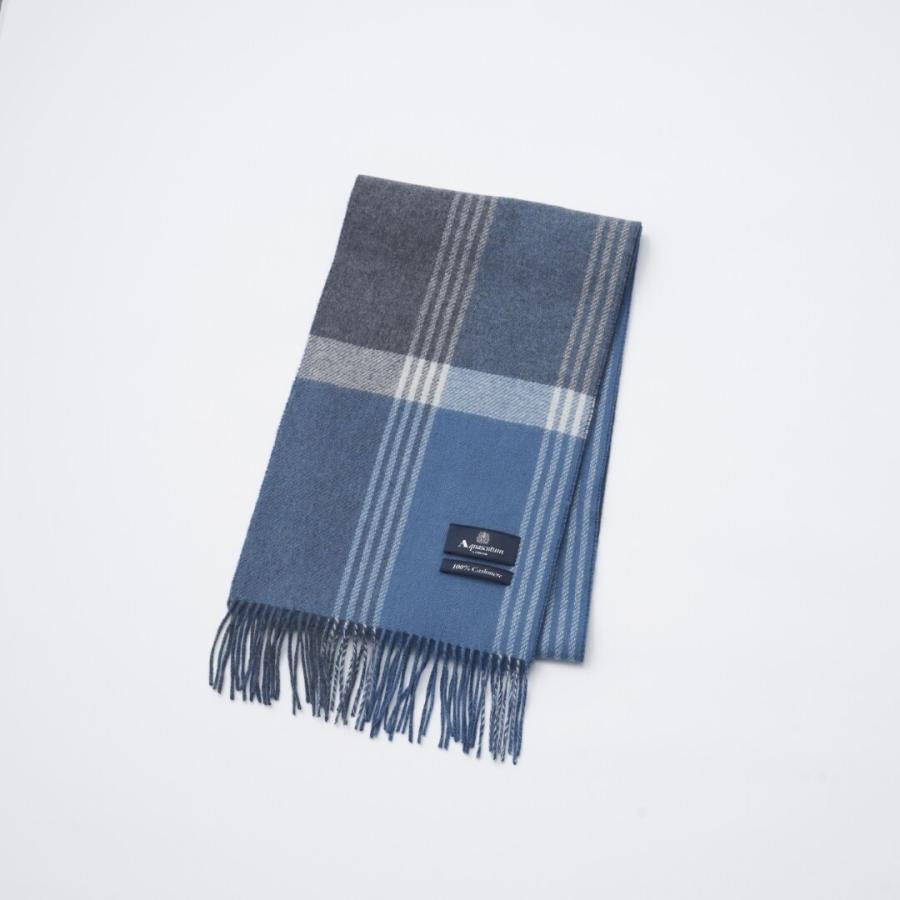 マフラー】アクアスキュータム｜カシミヤ パネルチェック/ソリッド