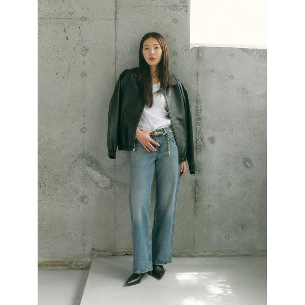 PREMIUM BLACK FULLZIP SPORTS LEATHER JACKETの画像