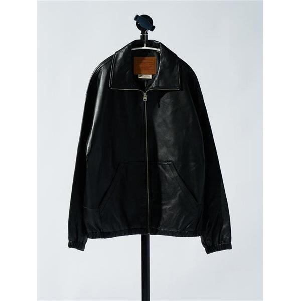 PREMIUM BLACK FULLZIP SPORTS LEATHER JACKETの画像