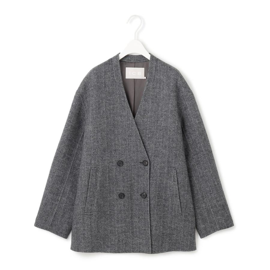 ICB（アイシービー） WoolRever ノーカラーショートコート : マルイ