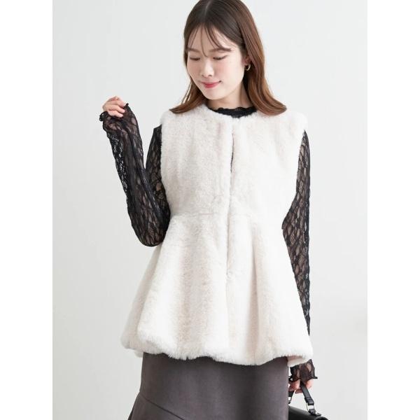 タグ付き未使用♡ファーペプラムジレ LUDIC PARK（ルディックパーク） ファーペプラムジレ : マルイ(丸井