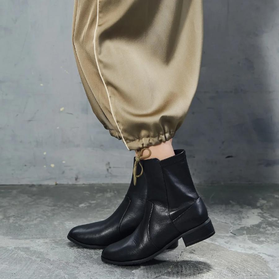 アルファ キュービック（ALPHA CUBIC）/【25秋冬新作】【本革】ソフトレザー バック切り替え ショートブーツ ALPHA CUBIC（アルファ キュービック） 【25秋冬新作】【本革】ソフト