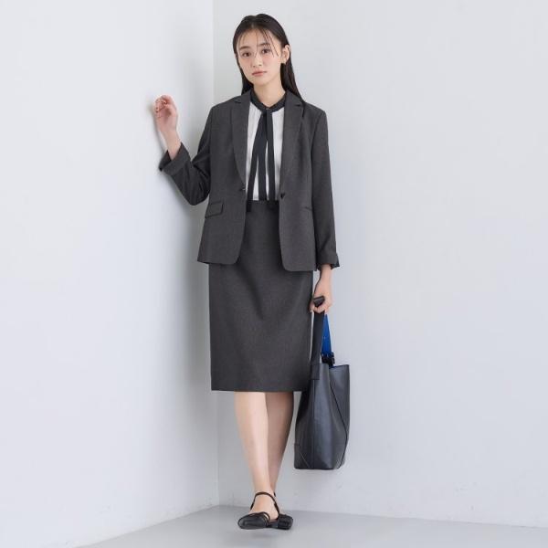 INDIVI ブラックスーツ タイトスカート付き INDIVI（インディヴィ） 【洗える／通勤／スーツ】メランジストレッチ
