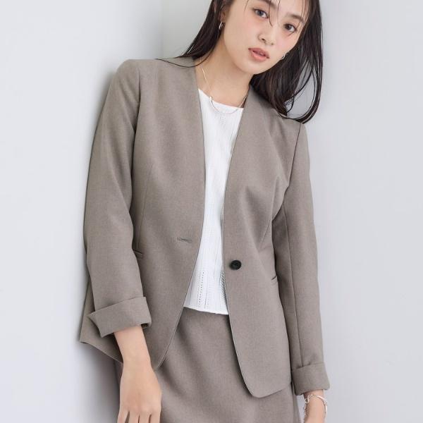 INDIVI グレー ストレッチパンツスーツ 36おまけニューヨーカー￼シャツ+ INDIVI（インディヴィ） 【洗える／通勤／スーツ】メランジストレッチ