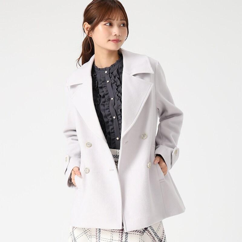 ホワイト ウールコート ダブルボタンmiu miuコート MISCH MASCH（ミッシュマッシュ） 2025秋冬新作 ミドル丈ダブルボタン