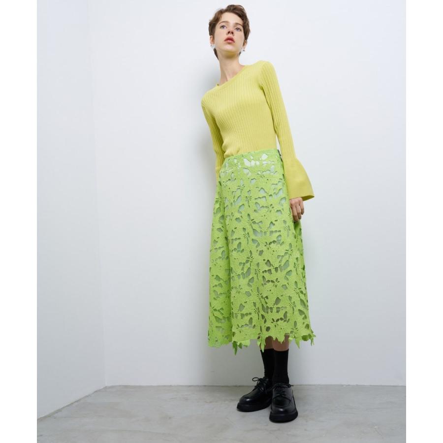 LANVIN en Bleu ケミカルフラワーレースフレアスカート : マルイ(丸井