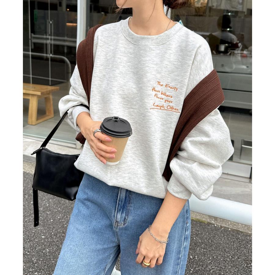 andme（アンドミー） 裏起毛 メッセージ ロゴ 刺繍 スウェット