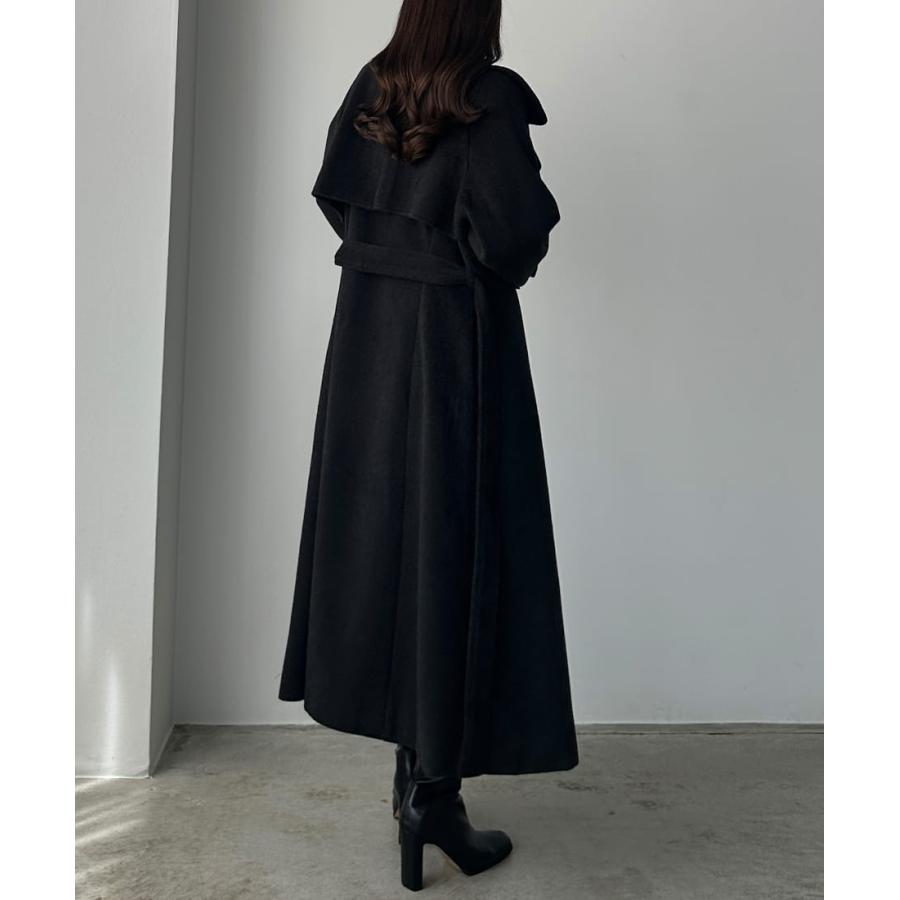 2点おまとめ⭐︎ジッパー付ハイネックスカーフ＆ウールブレンドロングコート(M) セール】2wayハイネックウールライクウエストシェイプフレアコート