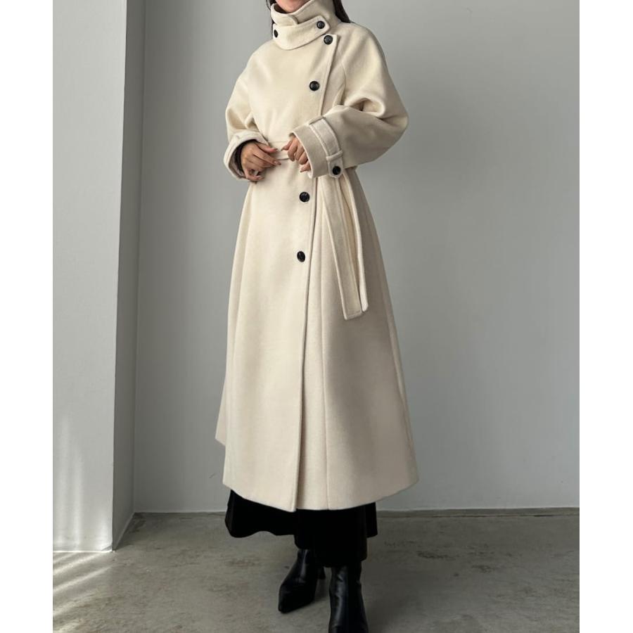 Louere 2wayハイネックウールライクウエストシェイプフレアコート