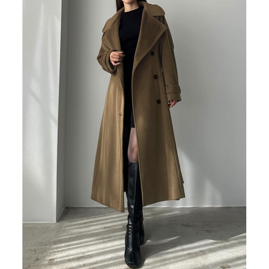 Louere 2wayハイネックウールライクウエストシェイプフレアコート