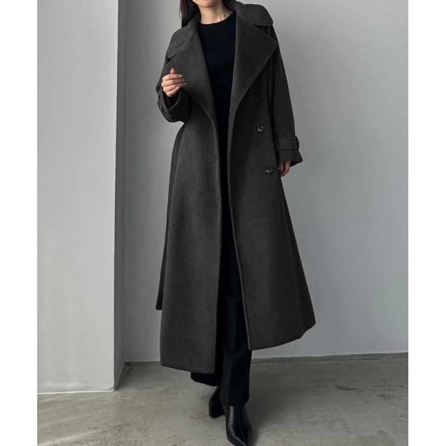 Louere 2wayハイネックウールライクウエストシェイプフレアコート