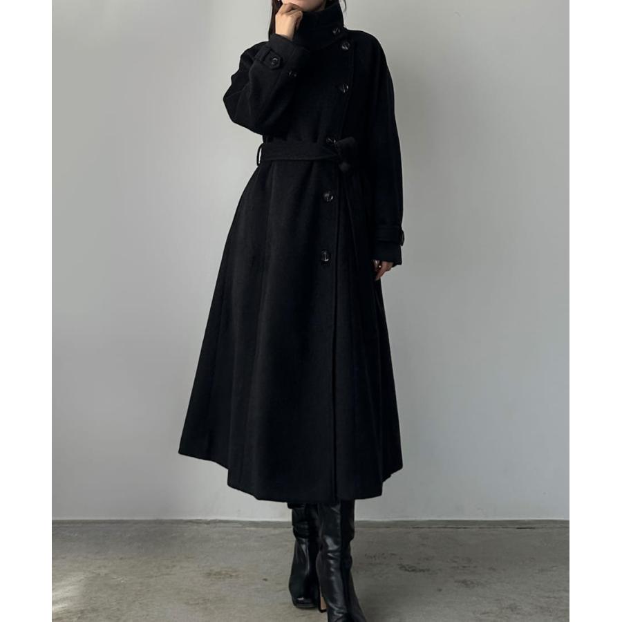 Louere 2wayハイネックウールライクウエストシェイプフレアコート