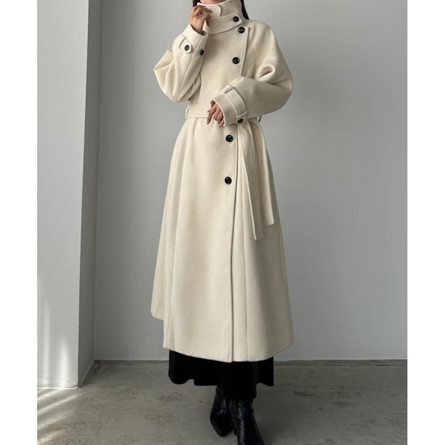 Louere 2wayハイネックウールライクウエストシェイプフレアコート
