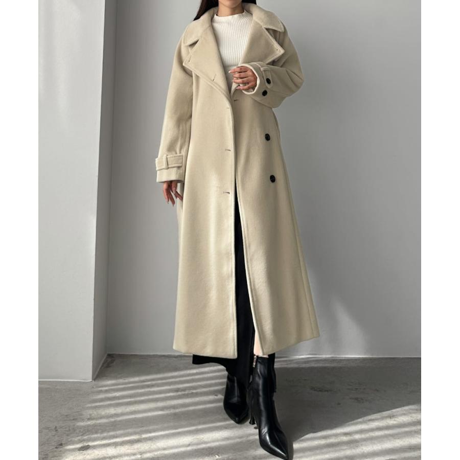 Louere 2wayハイネックウールライクウエストシェイプフレアコート