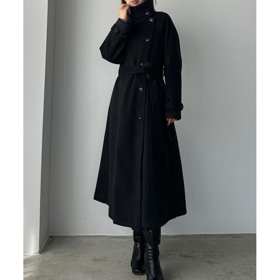 Louere 2wayハイネックウールライクウエストシェイプフレアコート