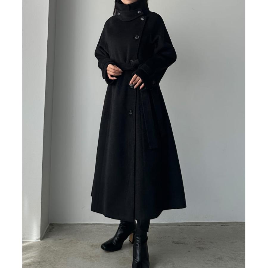 Louere 2wayハイネックウールライクウエストシェイプフレアコート