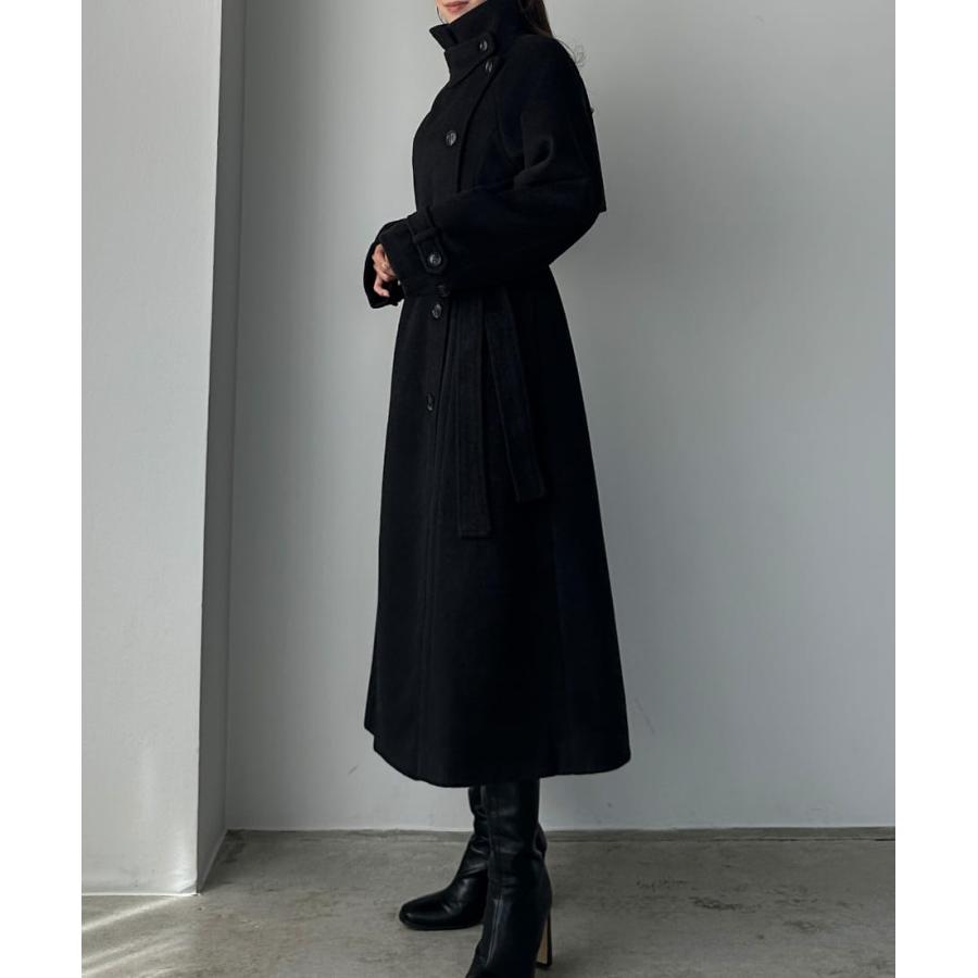 Louere 2wayハイネックウールライクウエストシェイプフレアコート