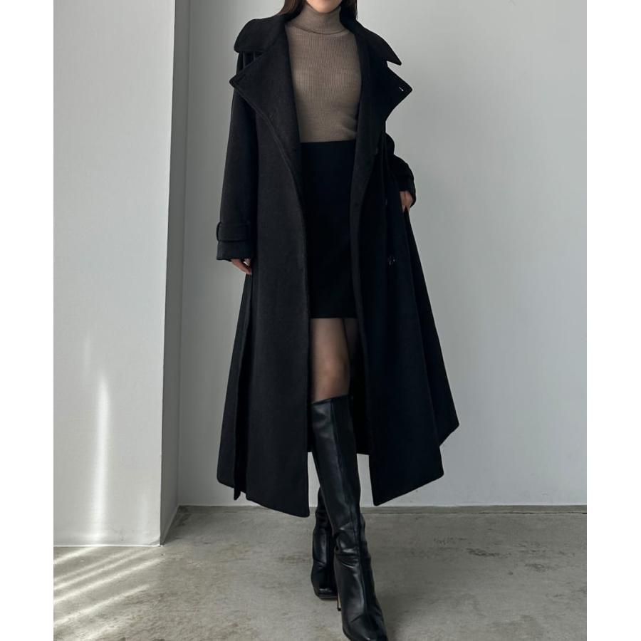 Louere 2wayハイネックウールライクウエストシェイプフレアコート