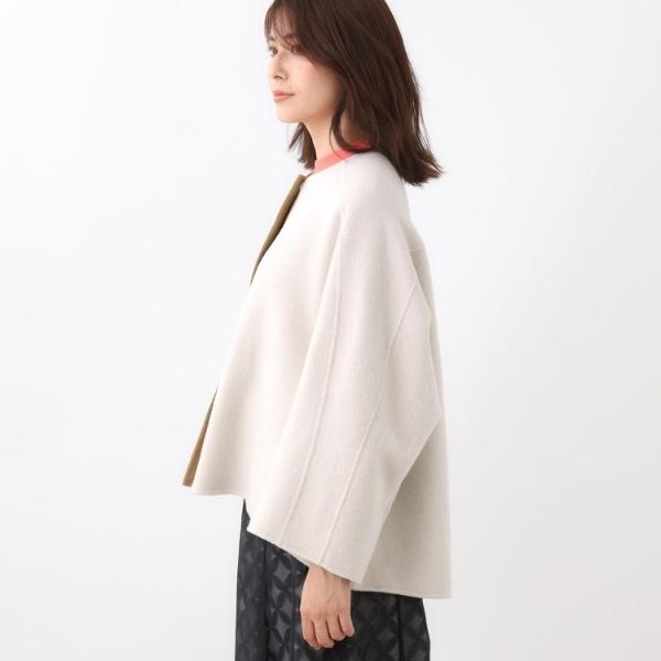 美品✨軽量　ルフィル ライトリバーショートコートリバー仕立てノーカラーAライン 美品✨軽量 ルフィル ライトリバーショートコートリバー仕立てノー